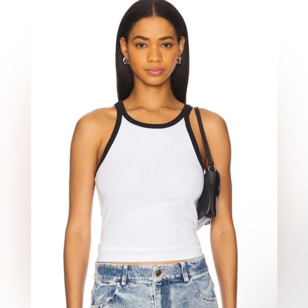 White Crop Top Black trim